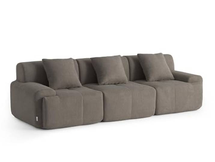 MILYsofa Modulares 3-Sitzer-Sofa, Chenille-bezug Aschbraun, Abnehmbare Kissenbezüge (Aschbraun, 3-Sitzer)