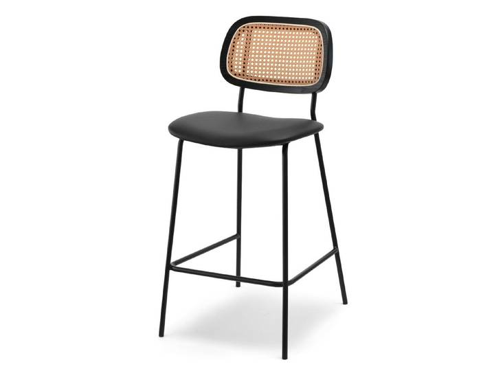 Compleo Barhocker vintage ALIZ, Metallfüße, Rattan