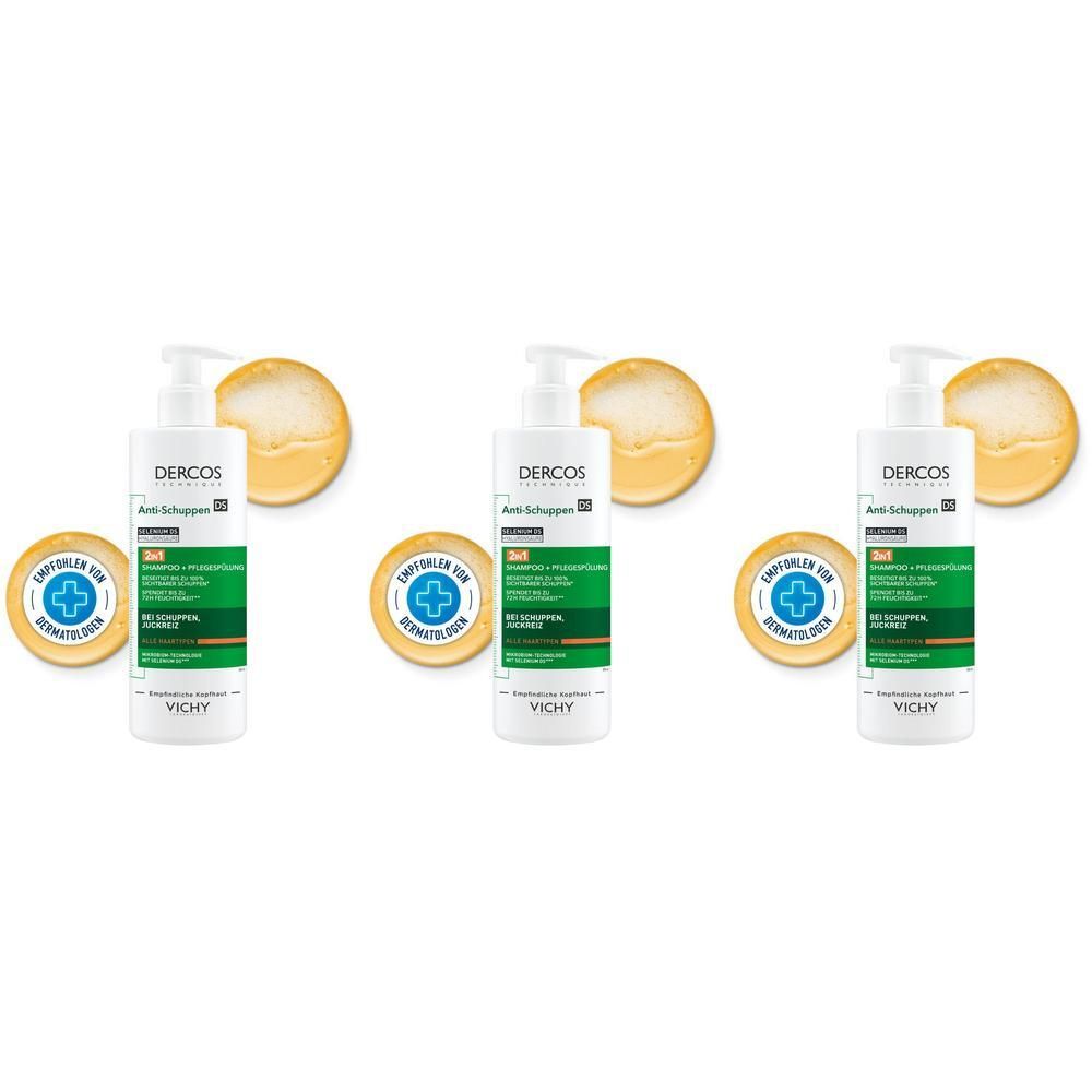 Vichy Dercos Anti-Schuppen 2in1 Shampoo Condition. x3 3x390 ml