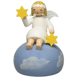 Wendt und Kühn Engel mit Margeritenkranz auf Wolken sitzend 9 cm