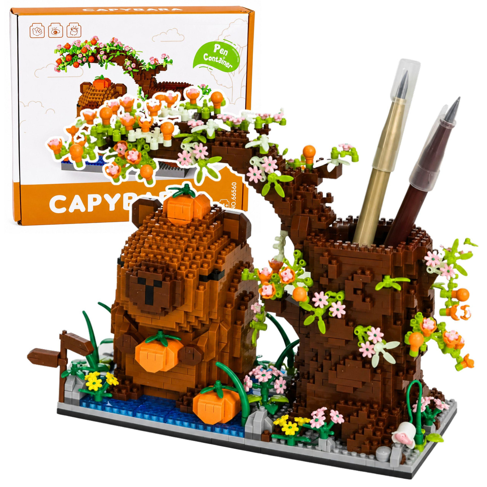 Lean Toys Capybara bouwstenen boompen-organizer, 1800 stuks