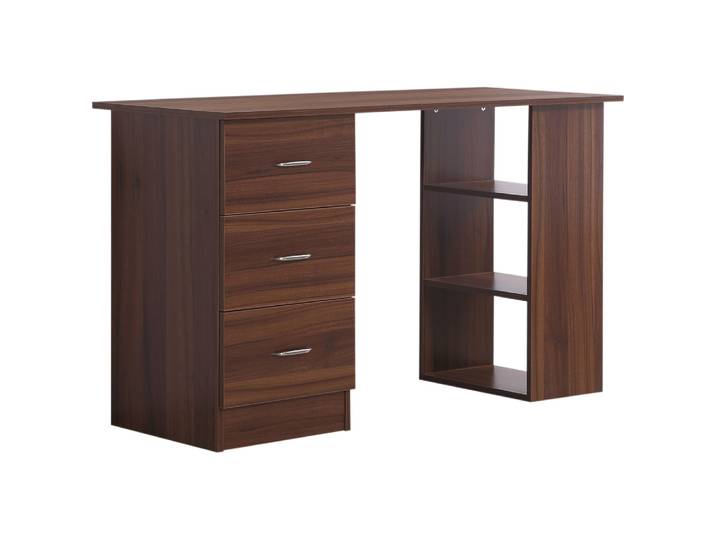 Bureau informatique 3 tiroirs mdf aspect noyer