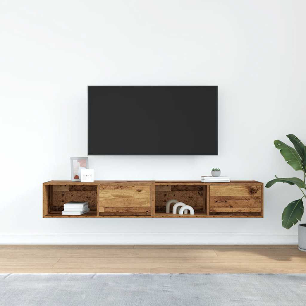 17 Stories TV Cabinets 2 Pcs 80X31x25.5 Cm Engineered Wood Old Wood 80 cm