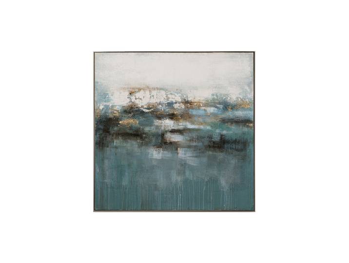 Handgemaltes, eingerahmtes Bild „Abstrakt mit Blau“ 102 x 102 cm Multicolor Crea Collection