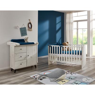 Babymöbel-Set ARTHUR BERNDT "Babyzimmer Set »Lavea« 2-teilig", Baby, Gr. ohne Matratze, B/H: 70cm x 140cm, weiß (weiß, oak, nachbildung), Hartfaserplatte, Holzwerkstoff, Kunststoff, Massivholz, Metall, Schlafzimmermöbel-Sets