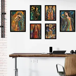 POSTER Set Mit 6 Tarotkarten Arkan A3 & A4 Schwarzer Rahmen