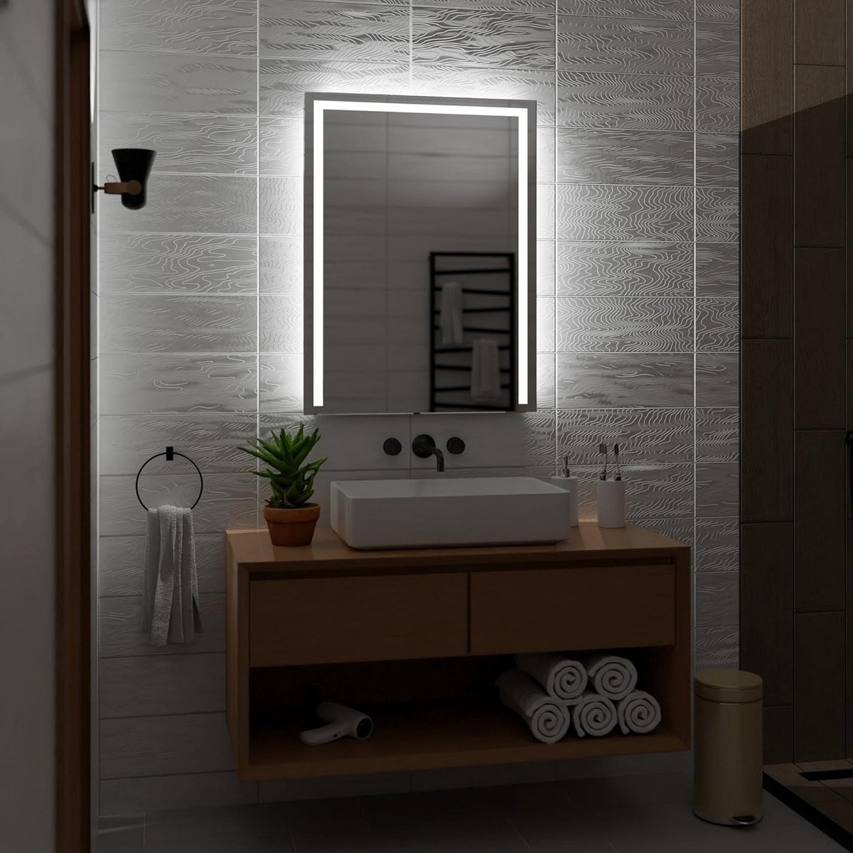 Ronde Badkamerspiegel met Instelbare LED Verlichting voor Heldere Reflectie en Sfeerverlichting