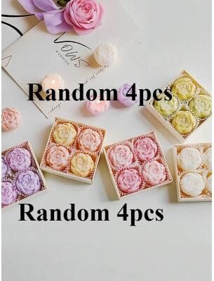 Uplift Essentials 4 Piece Handmade Rose Flower Soy Wax Candle Set random