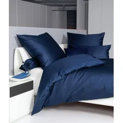 Janine Bettwäsche Colors Mako-Satin 31001 marine Kissenbezug 40x40 cm