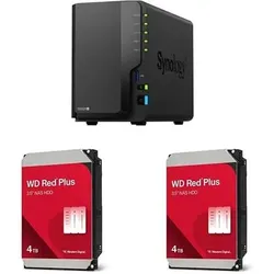 Synology DiskStation DS225+ WD Red Plus NAS Festplatte - 4 TB, 256MB (2 x 4 TB, WD Red Plus), NAS, Schwarz
