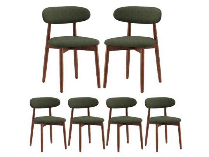 COLAMY Stühle Esszimmer 6er Set, Esszimmerstuhle Küchenstühle Hochdichter Schaumstoff, Atmungsaktives Gewebe Stoffbezug, Gepolsterte Sitzfläche, Sitzstuhl für Küche Wohnzimmer Haushalt & Café, Grün