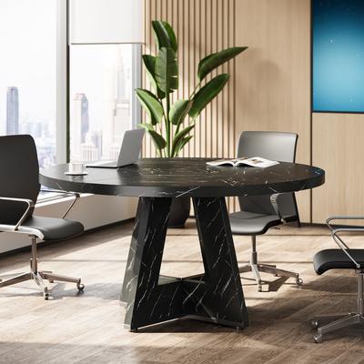 OEM "47"" Round Conference Table Meeting Room Table with Thickened Top Wood Base Modern Training Desk for Conference/Seminar Room"