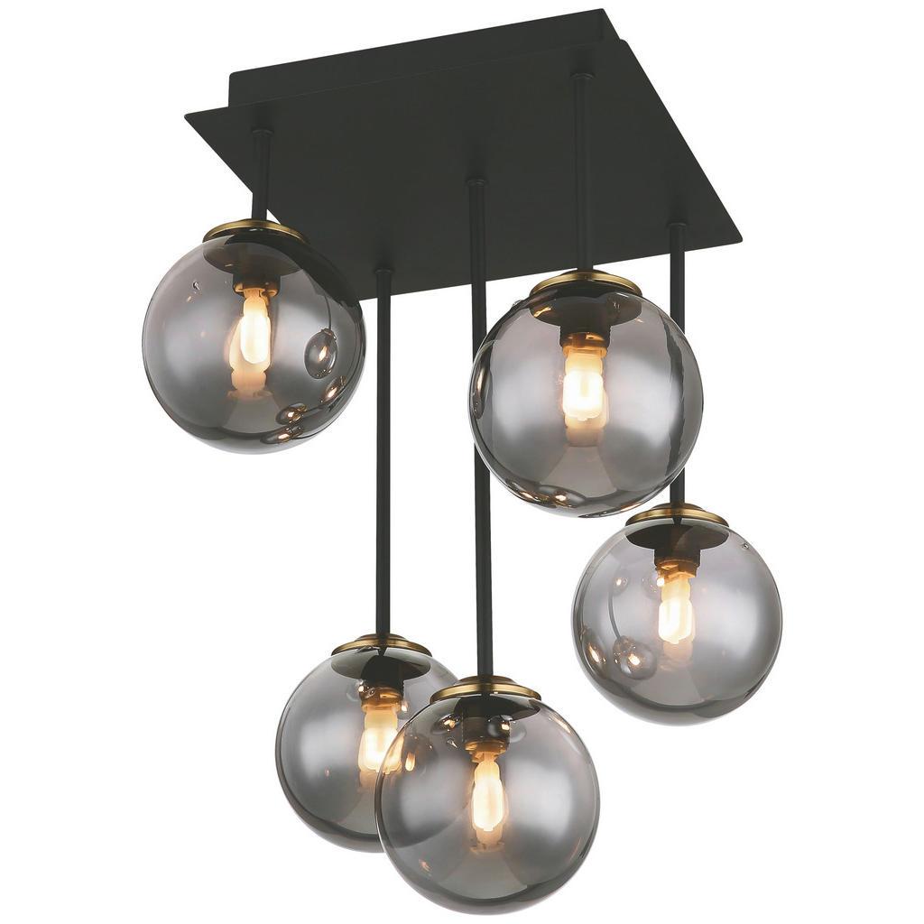 Collett's Monde Deckenleuchte, Schwarz, Messing, Metall, Glas, 25.5x38x25.5 cm, Lampen & Leuchten, Innenbeleuchtung, Deckenleuchten