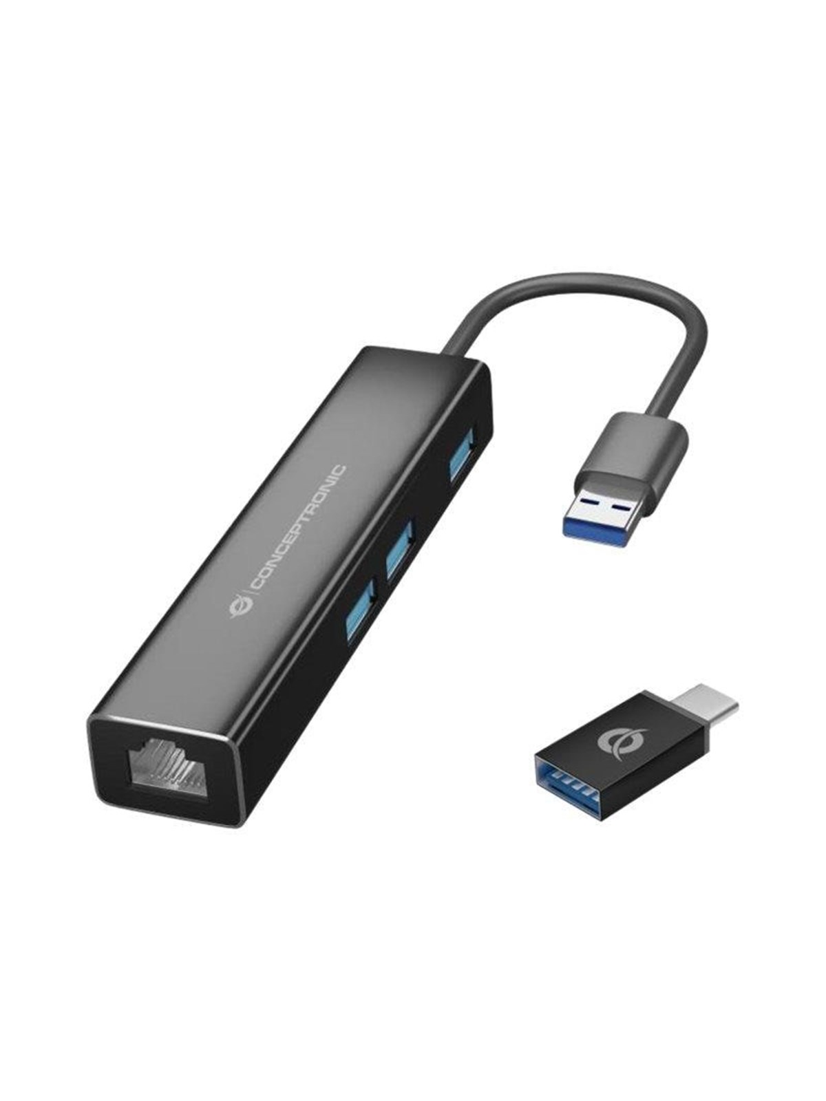 Conceptronic DONN07BA - hub - 3 ports USB-Hubs - 3 - Schwarz