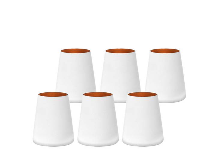 Stölzle Lausitz Becher Power Weiß-Bronze 380 ml 6er Set, Weiß, Bronzefarben, Glas, Gläser, Trinkgläser