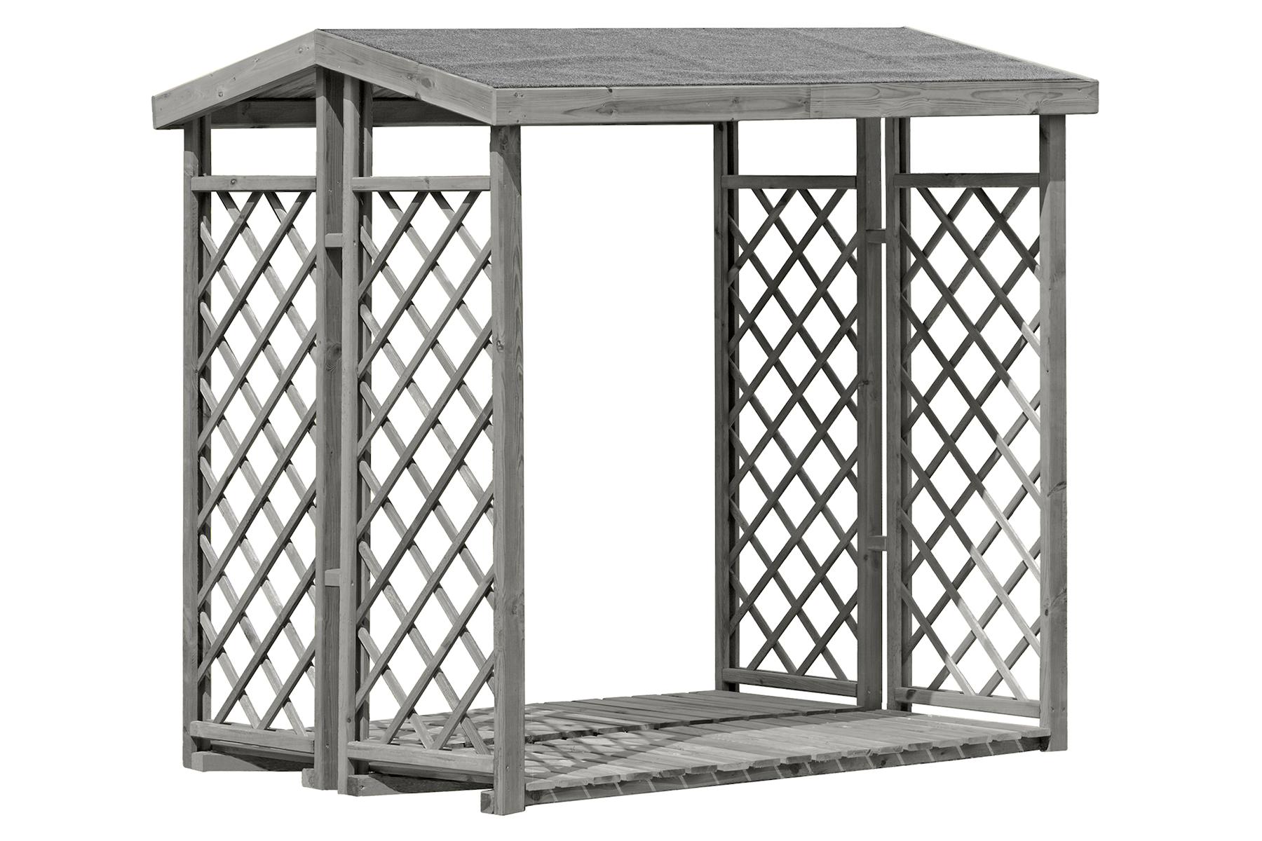 DELTAGARTENH Kaminholzregal GRAU Zundo L seitl.Rankgitter 208x75x200 cm 16917398