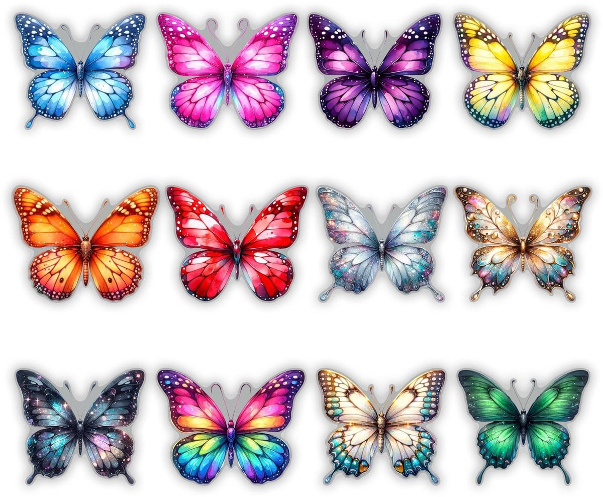 Omgoods Vlinder Muurstickers Set van 4 Verwijderbare Wanddecoratie
