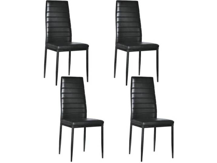 ALIGHTUP Lot de 4 chaises de salle à manger tapissées en PU Noir
