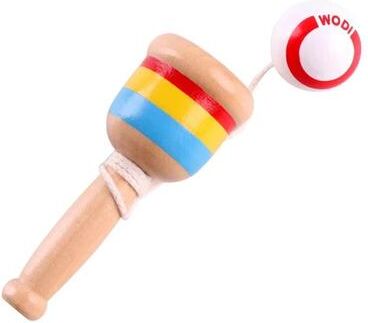 Inspire Curations Montessori Wooden Cup and Ball Skill Toy, Throw and Catch Game For Kids white