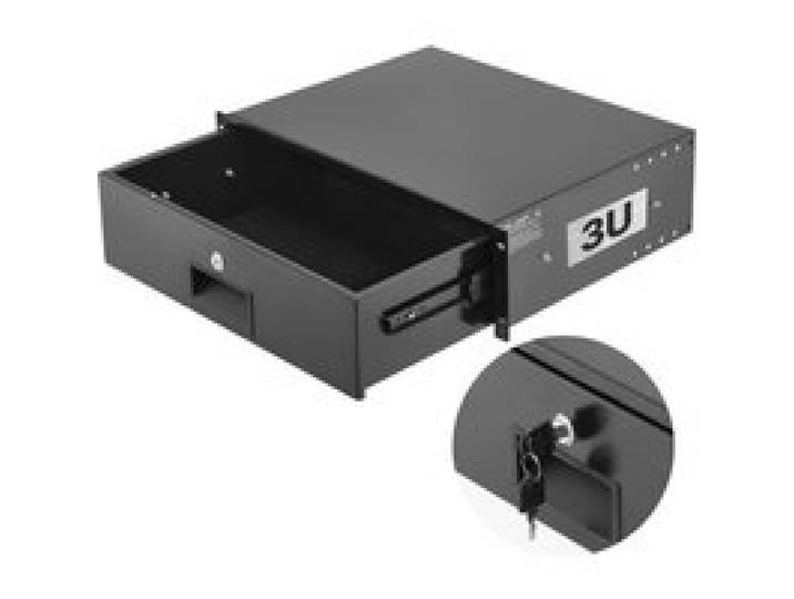 VEVOR 3U racklade, 22,68 kg, afsluitbare serverkastbehuizing, schuiflade met slot en kabelmanagementgaten, voor 482 mm netwerkapparatuur server AV-rack of kastbehuizing
