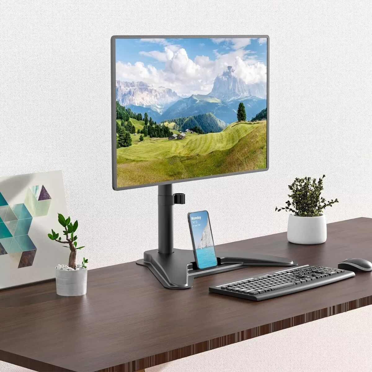 INF Support moniteur sur bureau en fer noir - Support pour écran 13-32 inch, gain de place et stabilité