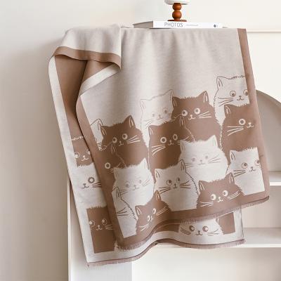 Inspire Daily Merch Cute Cat Cashmere Scarf Winter Warm Shawl New Fashion Brand Coldproof Windproof Blanket Scarf For Women khaki