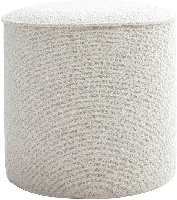 Miliboo Runder Pouf aus weißem gewelltem Wollstoff D40 cm PAUL
