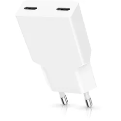 CSL USB-Ladegerät, Schnellladegerät 30 W, 2x USB-C, PD 3.0 & Quick Charge 3.0, weiß