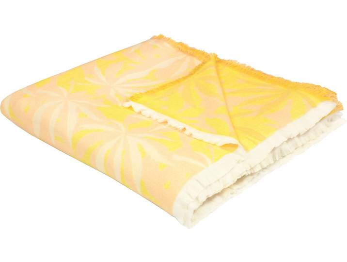 Wohndecke ADAM Jungle , gelb, B:150cm L:210cm, Baumwolle, Wohndecken, Wohndecke, GOTS zertifiziert - aus Bio-Baumwolle, Kuscheldecke