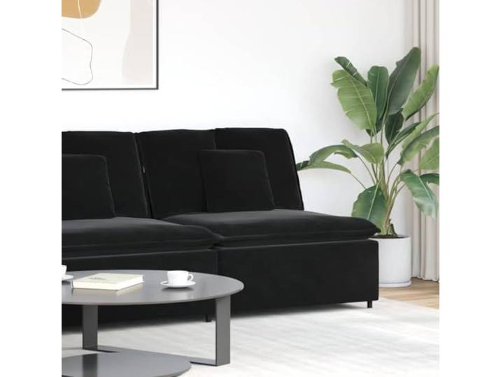 KFPOERTFGD Modulares Mittelsofa 100 cm Samt Schwarz Sitzgruppe Metallrahmen, Schaumstoffpolsterung, für individuelle Wohnkonfigurationen