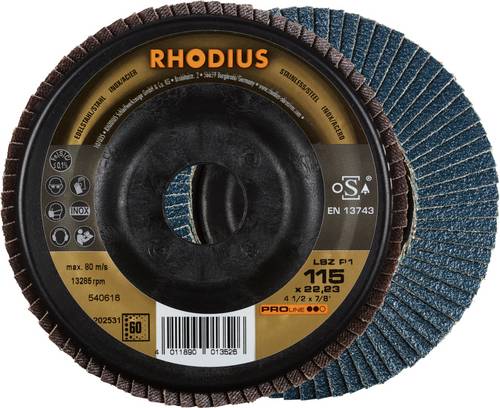 Rhodius 202531 LSZ P1 Fächerschleifscheibe Körnung (num) 60 Edelstahl, Stahl 10St.