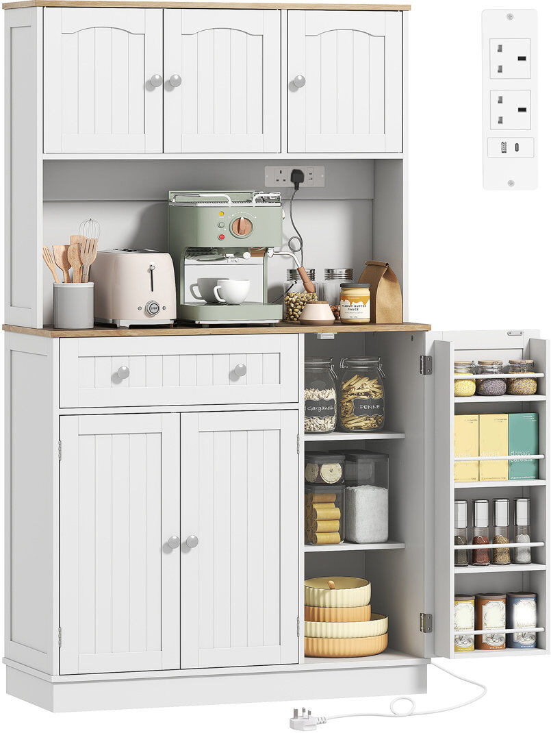 HOMCOM Kitchen Cupboard White 100cm W X 173cm H X 40cm D
