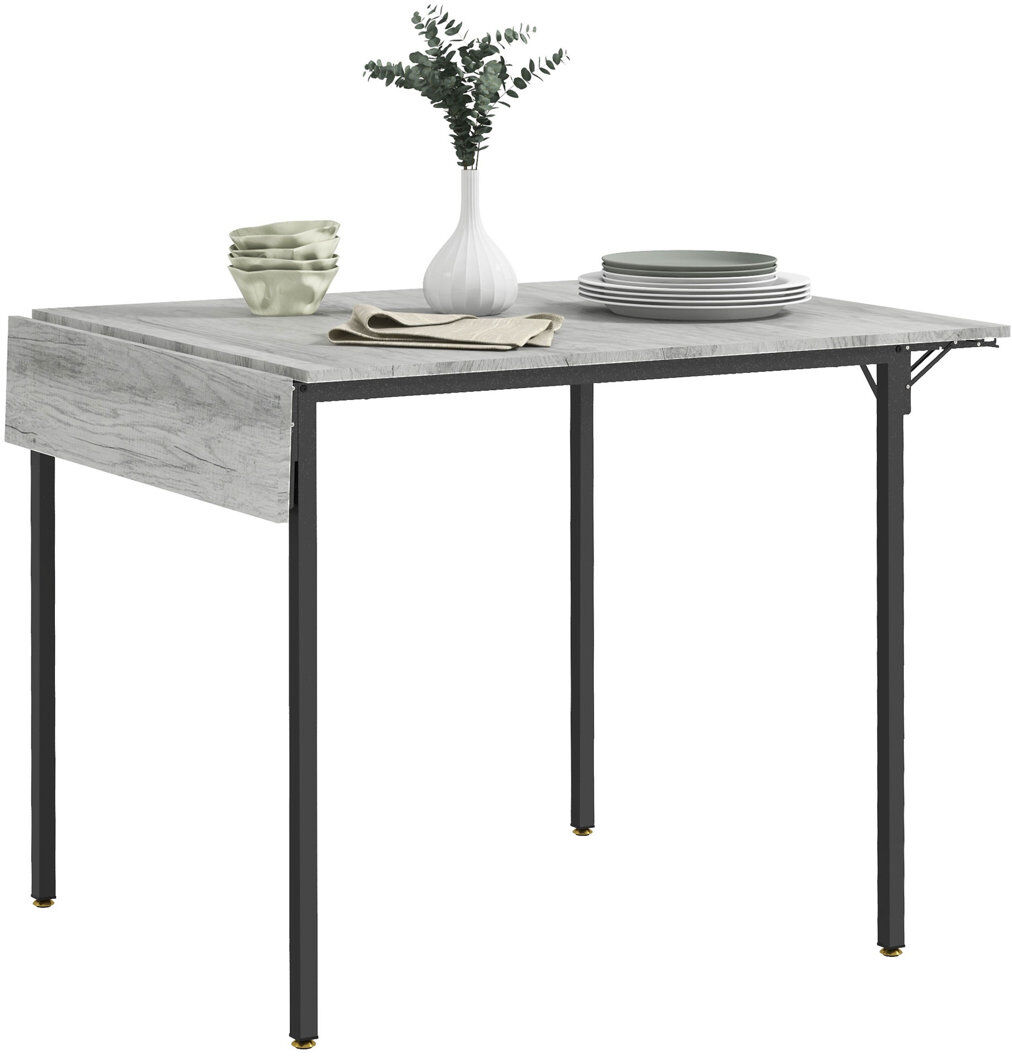 George Oliver Formoso 120 cm Extendable Rectangular Dining Table with Steel Base Gray