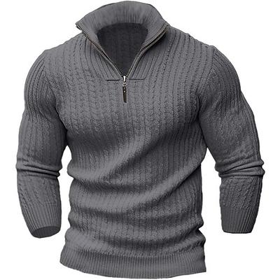 Herren Pullover Pullover mit Viertelreißverschluss Gestricktes Oberteil Gerippt Stricken Standard Strick Viertel Postleitzahl Glatt Viertel Postleitzahl warm halten Moderne zeitgenössische