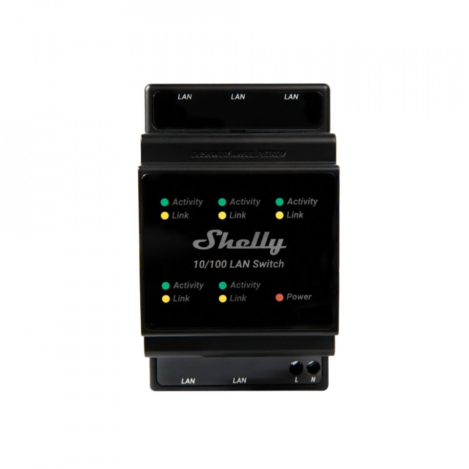Shelly Relais Switch met 5 poorten, 10/100 Mbit