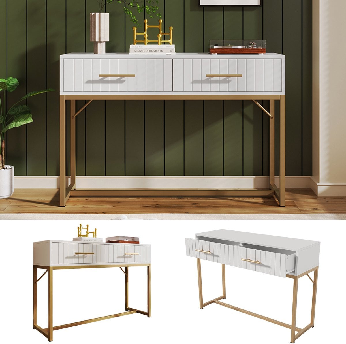 Moderne witte kaptafel met 2 laden en opbergruimte