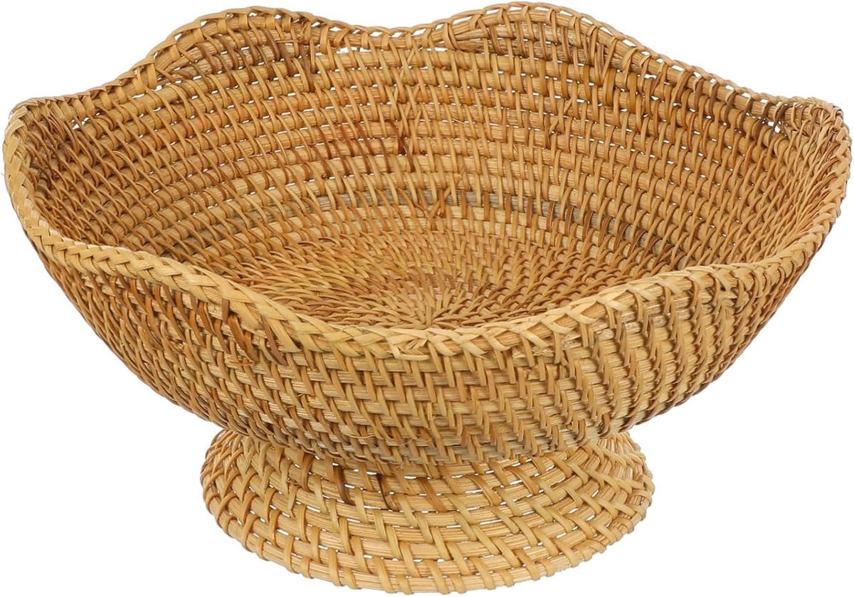 Ronde gevlochten opbergmand van natuurlijk riet, diameter: 25 cm