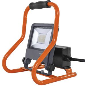 OSRAM Baustrahler R-Stand Socket LED, Netzbetrieb mit 3m Kabel, IP44 Spritzwasserschutz, mit Steckdosen, 30 Watt, 2.700 Lumen