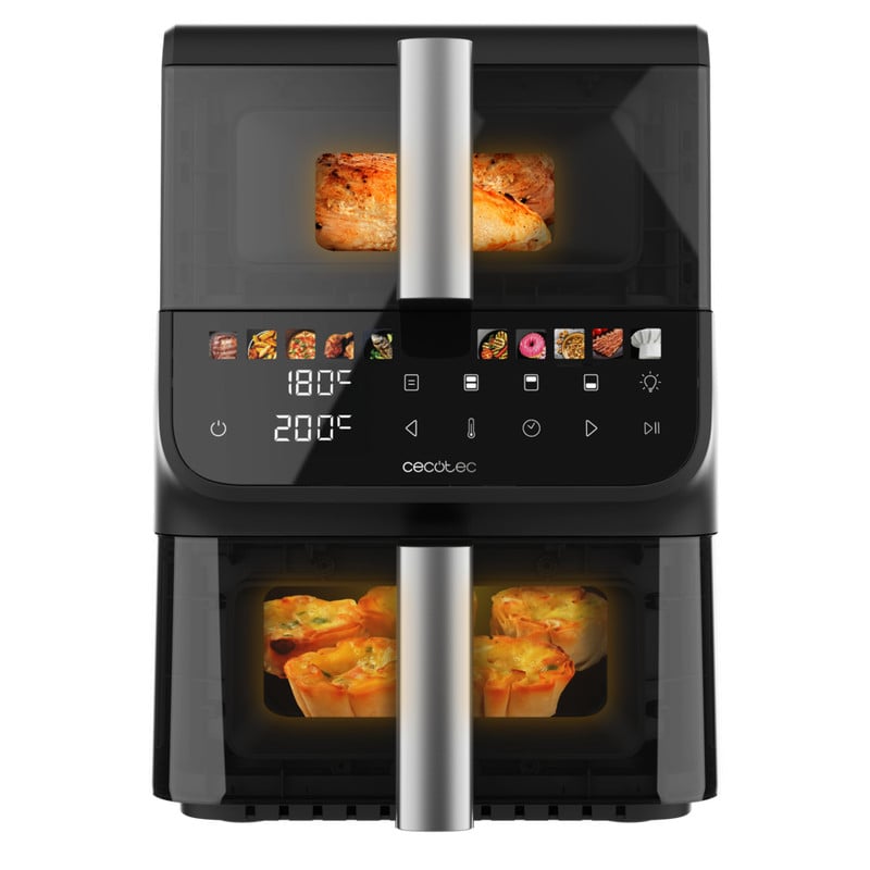 Cecotec Cecofry DuoLevel 10000 DuoSize Airfryer met gestapelde dubbele manden (3,5 L & 6,5 L), 2000 W, 10 L, Digitale Airfryer zonder olie met 10 voorinstellingen en touchpaneel
