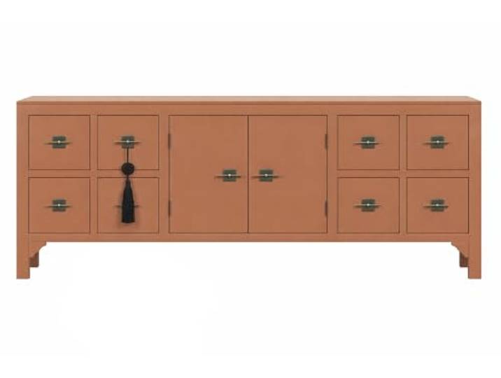 DRW TV-Möbel aus Tanne, orientalischer Stil, Moka, 130 x 24 x 51 cm