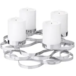 EDZARD Adventskranz Alita (Ø 25 cm), silberfarben, Edelstahl vernickelt