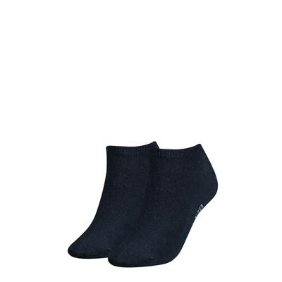 Sneakersocken TOMMY HILFIGER "TH WOMEN SNEAKER 2P", Damen, Gr. 39-42, schwarz (jeans), Baumwollmischung, Socken Sneakersocken, Verstärkte Ferse und Spitze für zusätzliche Strapazierfähigkeit