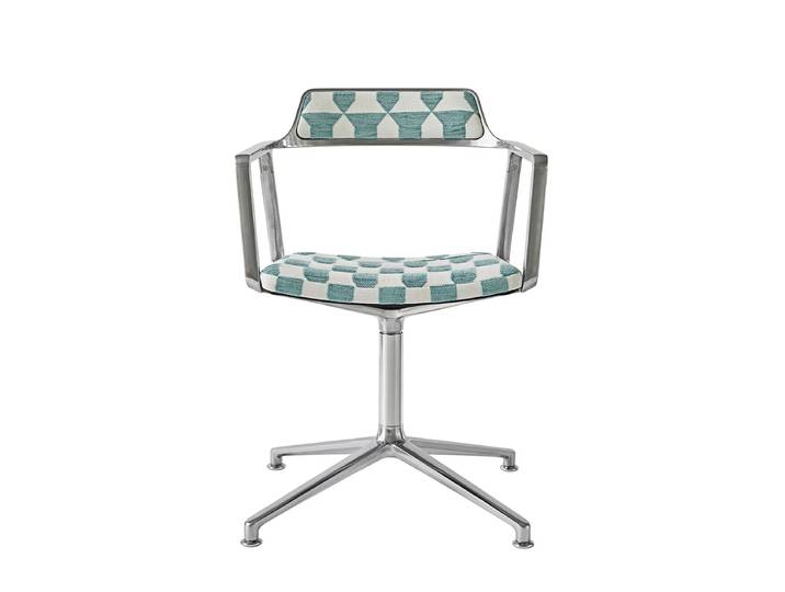 Vipp - 452 Swivel Drehstuhl auf Gleitern, Aluminium poliert / Lagrasse (Guesthouse Edition)