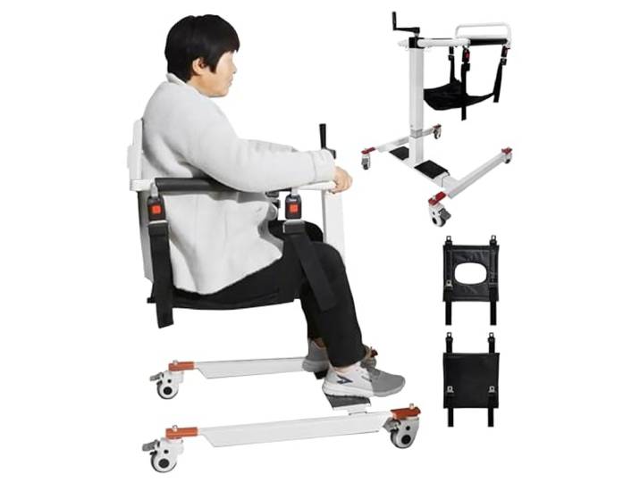 AIBOTY 4 in 1 Patientenlift-Transferstuhl Zuhause, Patientenlift-Rollstuhl für Zuhause/Auto, Portable Stuhl Rollstuhl Lift, Behinderte und ältere Menschen Pflege, Höhe/Breite Verstellbar