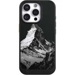 Nivocase Hülle für Apple iPhone 16 Pro Handyhülle NIVOcore Case Schwarz Alpspitze Berg Schnee (Apple iPhone 16 Pro), Smartphone Hülle, Schwarz