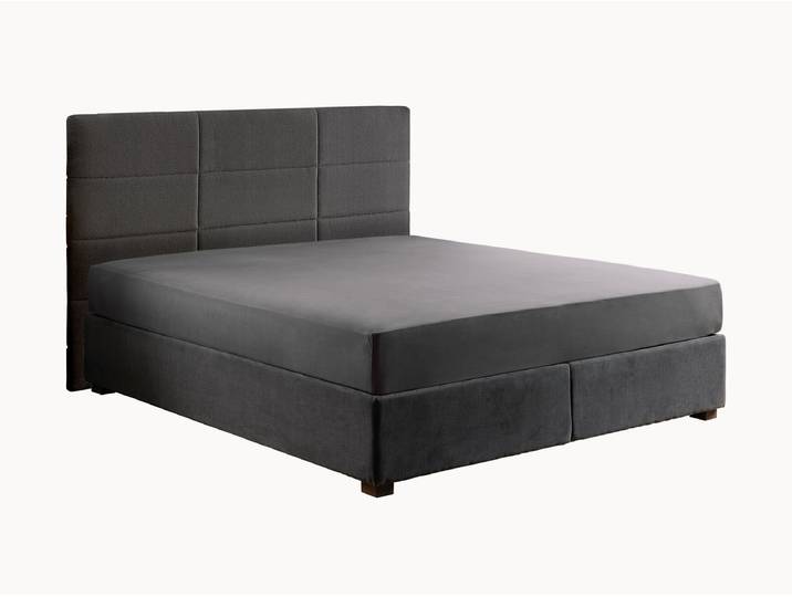 Boxspringbett Savalis-Comfort - 140x200 cm - Buche, wenge-gebeizt - ohne Steppung - Baumwolle/Leinen - natur