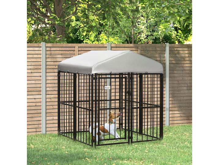 PawHut Chenil Enclos Chiens/Poules 122x122x138cm avec Toit