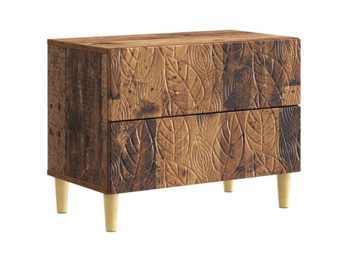 KUPTYERFG Nachttisch Altholz 62x34,5x48 cm 2 Schubladen Beistelltisch Kompakter Kommodenschrank für Schlafzimmer und Wohnraum mit stabilen Eukalyptusbeinen und pflegeleichter Oberfläche.