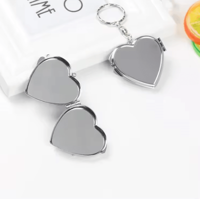 Inspire Curations Mini Double Sided Keychain Makeup Mirror heart shaped