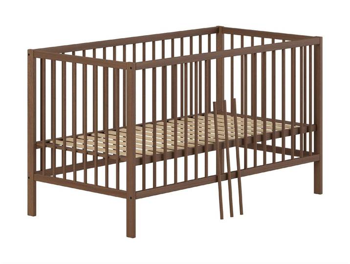 58 aufm Kessel Kinderbett Gitterbett Keira zum Juniorbett umbaubar Buche massiv nussbaum (inkl. Versand, Lieferung bis Verwendungsstelle), Umbaubares Babybett zum Juniorbett